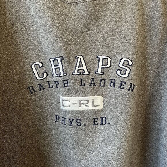 Vintage Chaps Ralph Lauren Crewneck Sweatshirt Phys Ed Gray Unisex Size XL - Picture 6 of 8